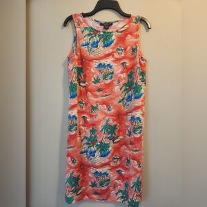 Impressions Workshop Coral Tropical Shift Midi Dress